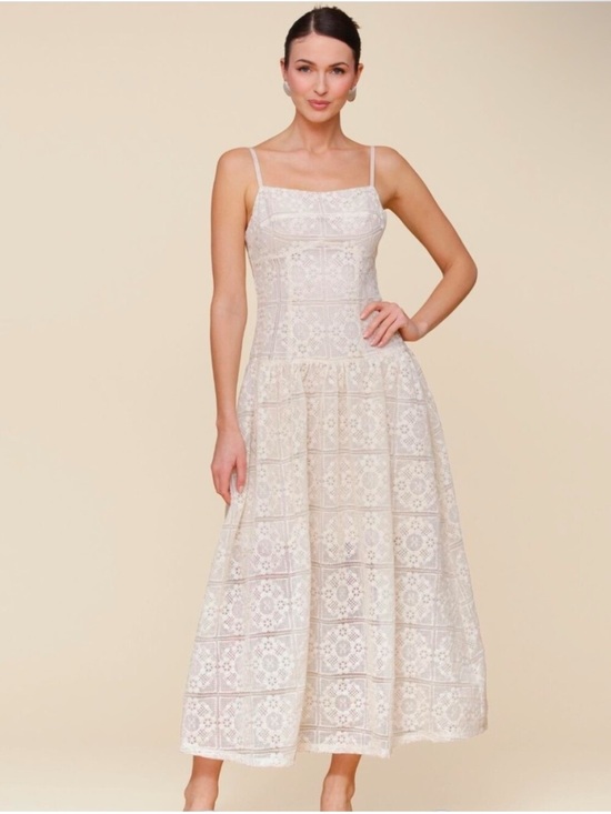 Avec Les Filles Dresses & Skirts - Avec Les Filles Cream Lace Maxi Dress with Spaghetti Straps